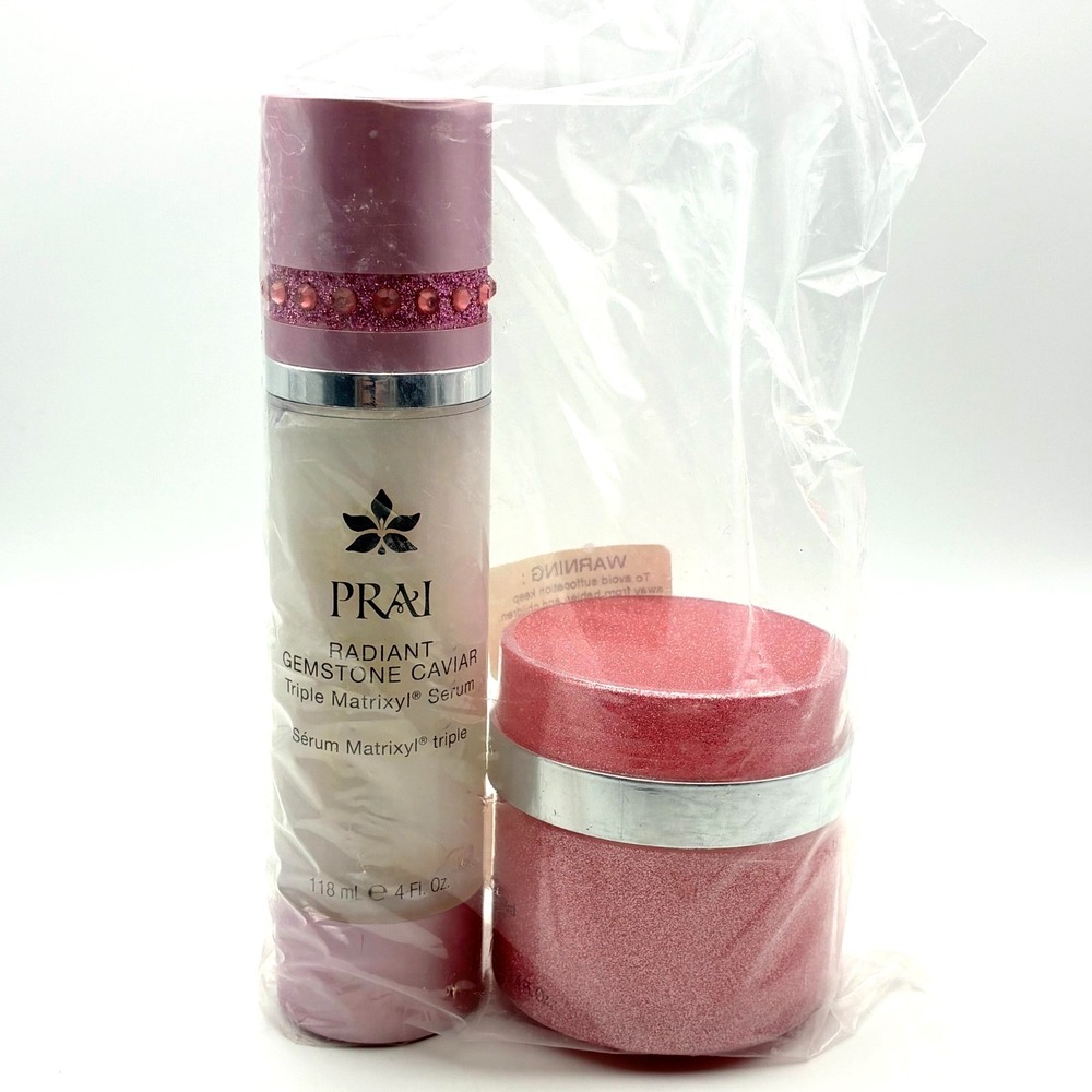 PRAI Radiant Gemstone Caviar and Radiant Creme Advanced Matrixyl 2 pc Set New